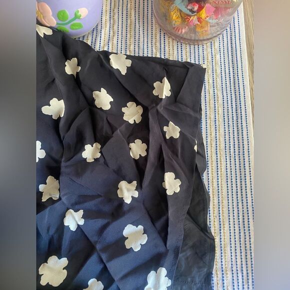 MARELLA Sleeveless Black Beige Floral Dress  Pleated Silk  Sz 6 Made In Italy - Picture 12 of 14